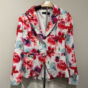 New York & Company Multicolor Floral Blazer